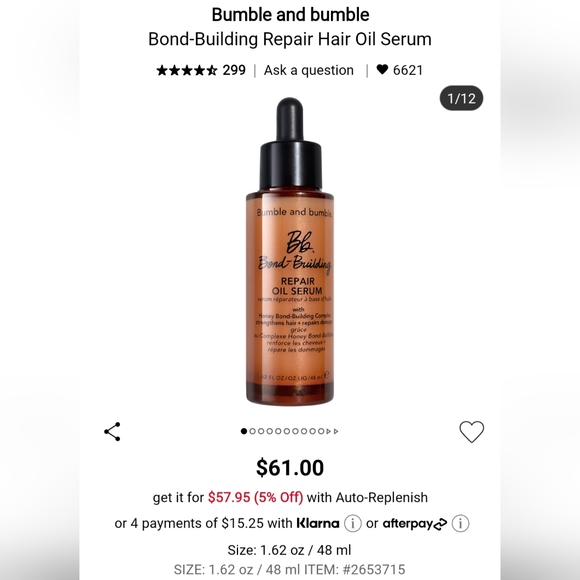 🎉HOST PICK🎉 BUMBLE AND BUMBLE Bond-Building Repair Oil - Picture 2 of 11